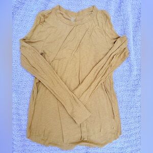 Mustard Distressed ‘Real Soft’ Ribbed Long Sleeve Shirt | Size Medium